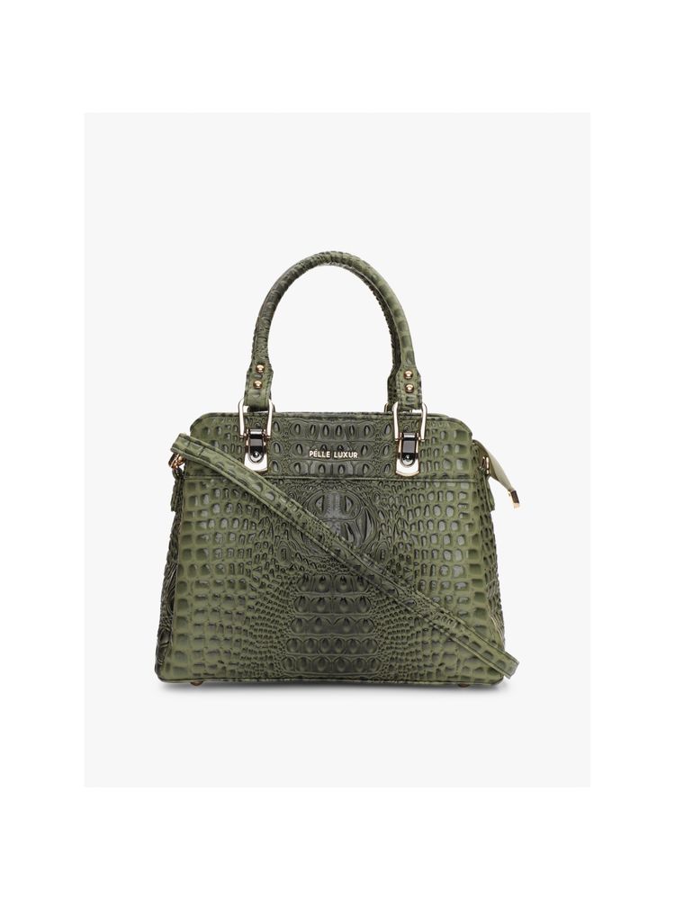 Pelle Luxur Bianca Green Satchel Bag For Women-picture-19