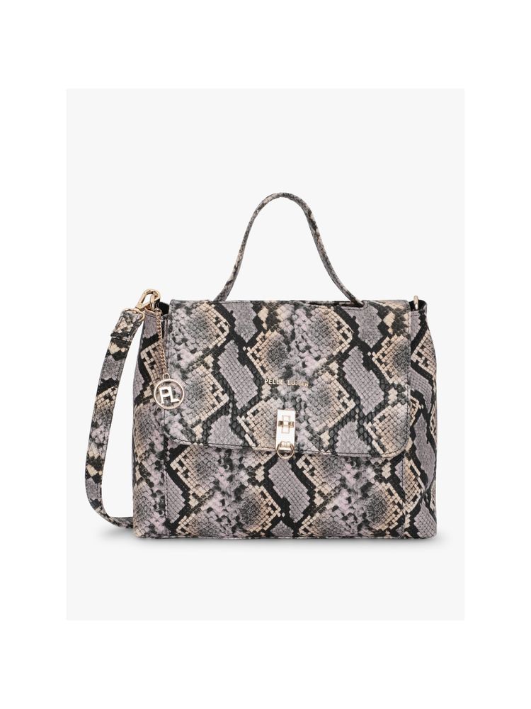 Pelle Luxur Luisa Grey Satchel Bag For Women-image-14