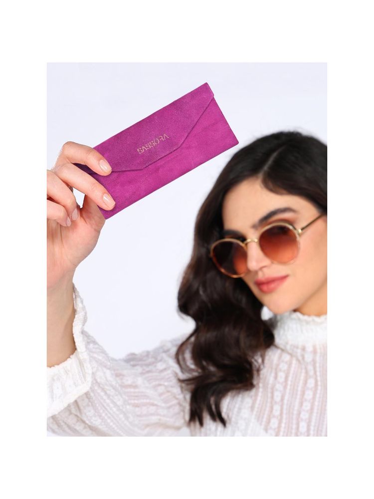 Sassora Pink Premium Leather Stylish Foldable Unisex Spectacle Case (M)-picture-5