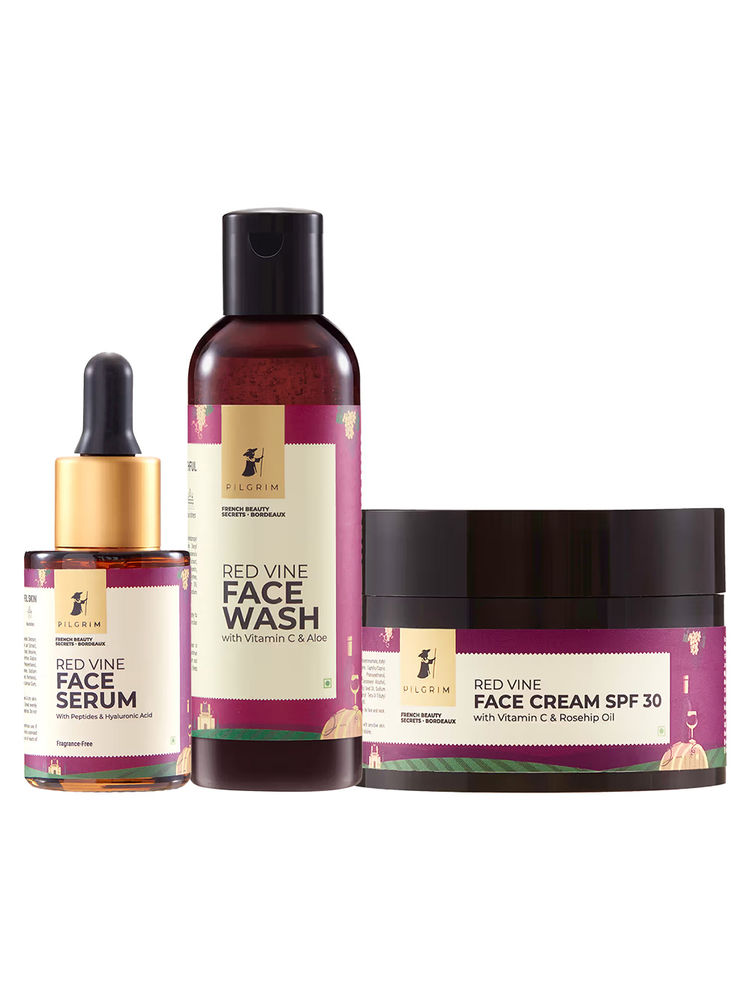 Pilgrim Red Vine Anti-Ageing Combo Face Wash, Serum & SPF 30 Cream-image-46