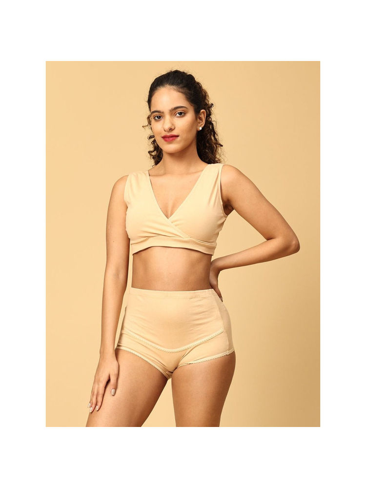 The Mom Store Maternity Sleep Bra and Over Belly Support Panty -Beige (Set of 2)-picture-14
