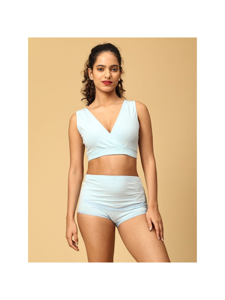 The Mom Store Maternity Sleep Bra and Over Belly Support Panty -Blue (Set of 2)-picture-10