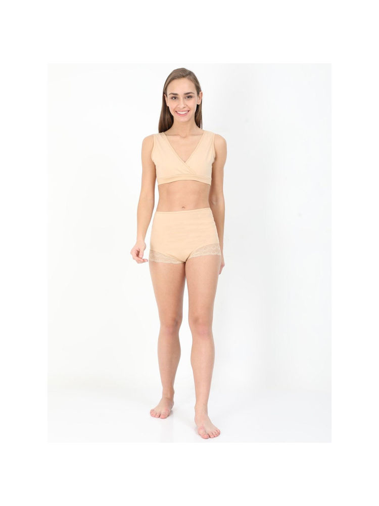 The Mom Store Beige Over Belly High Waist Lace Panty and Maternity Sleep Bra (Set of 2)-picture-10