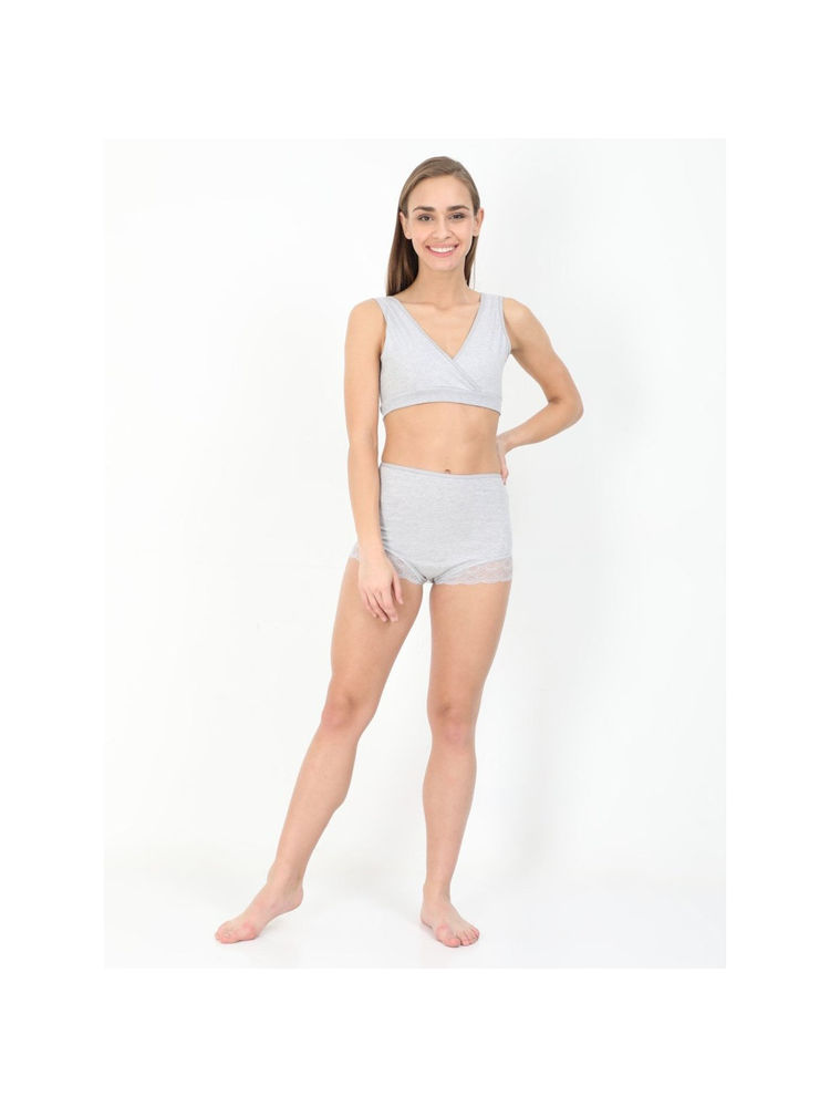 The Mom Store Grey Pre-Post Pregnancy High Waist Lace Panty and Maternity Sleep Bra (Set of 2)-image-16