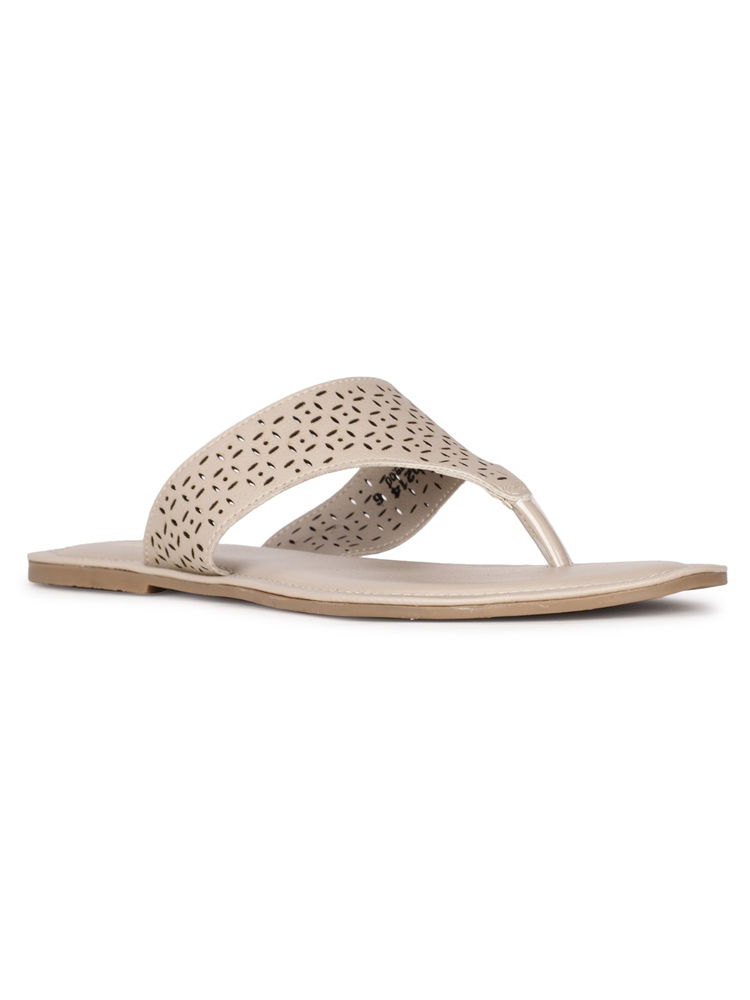 Bata Detailed Beige Flats-image-19