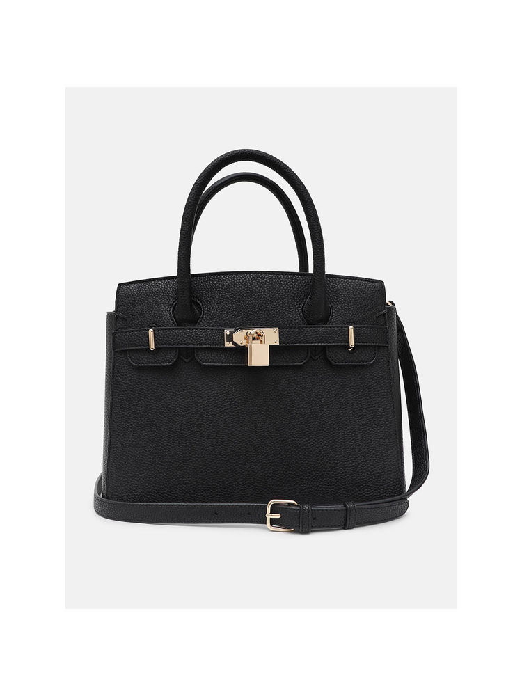 kazo fashion Kazo Black Ava Satchel Bag with Detachable Strap (M)-picture-15