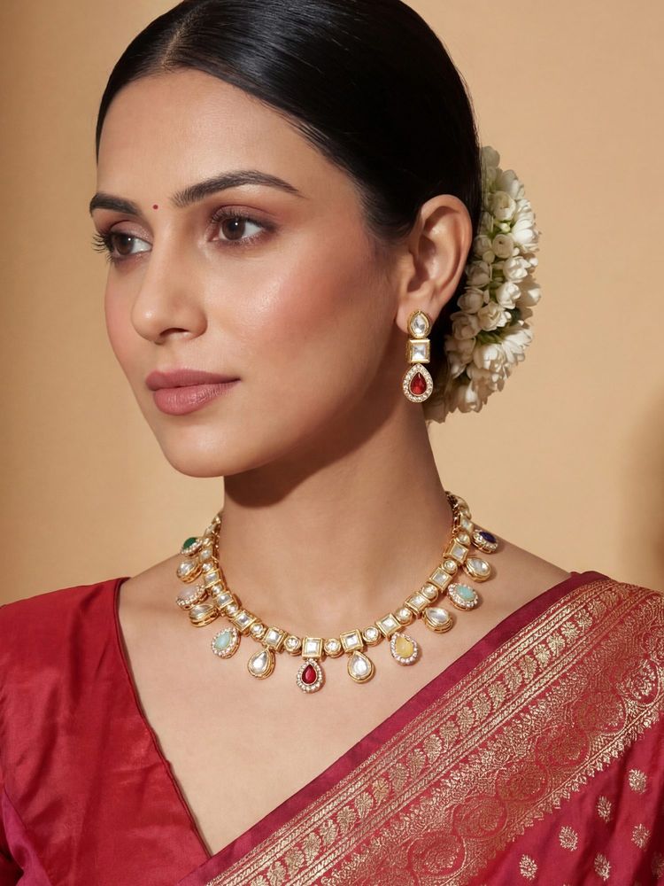 Accessorize London Multi-Color Kalakrith Milano Aurora Necklace with Earrings-image-10