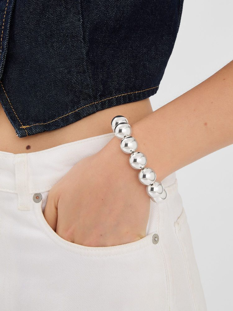 Accessorize London Silver Chunky Bead Bracelet-image-14