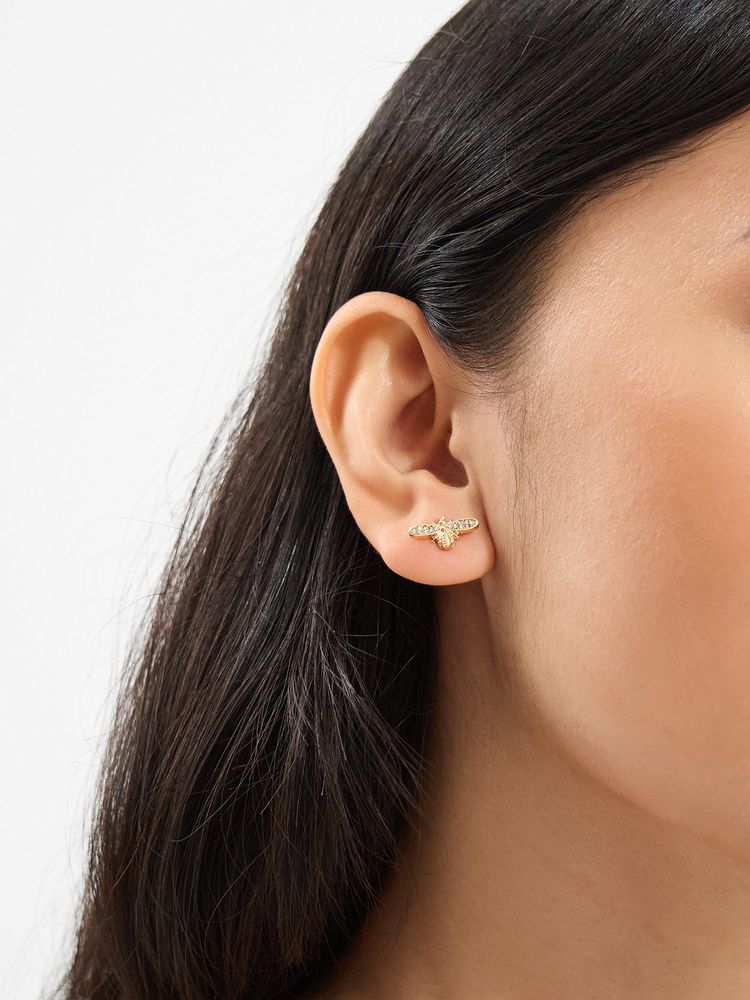 Accessorize London White Bee Diamante Stud Earrings-picture-15