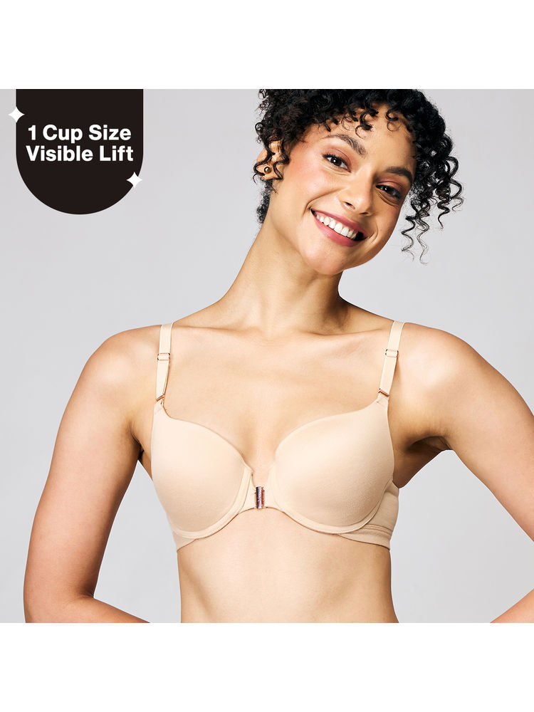 Nykd By Nykaa Infinity Edge Front Open Padded Wired Level 2 Push Up Bra NYB395 Skin-image-16