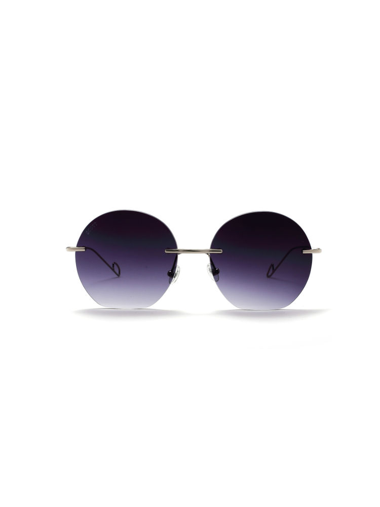 Scott Grey Lens Round UV Protected Sunglass Rimless Silver Frame With Gradient-image-9