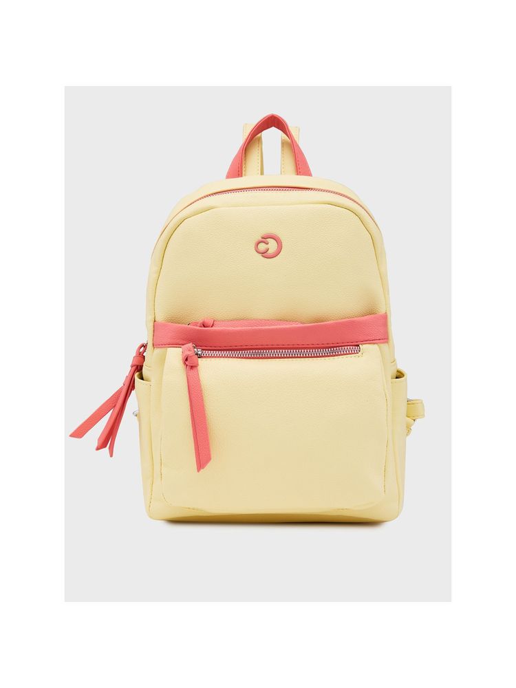 Caprese Yellow Solid Backpack-image-10