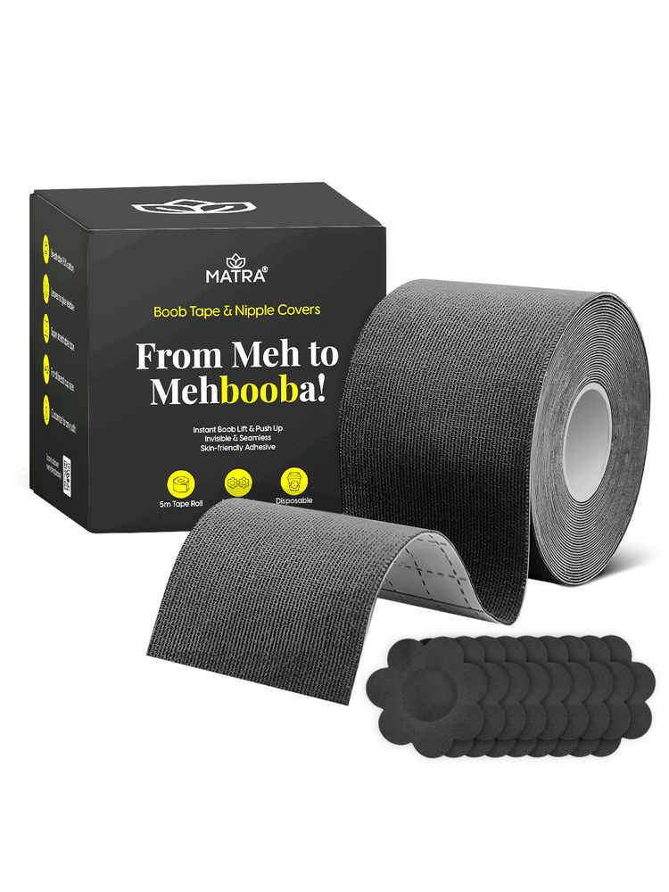 Matra Boob Tape 10 Disposable Nipple Cover Pasties Body Tape Roll For Breast Lift & Push Up Black-picture-19