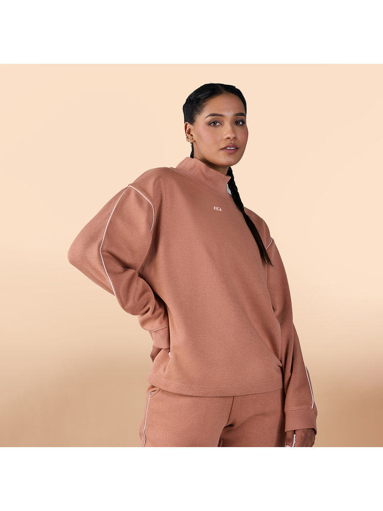 Kica Fleece Oversized Sweatshirt With Contrast Piping For Everyday-picture-37