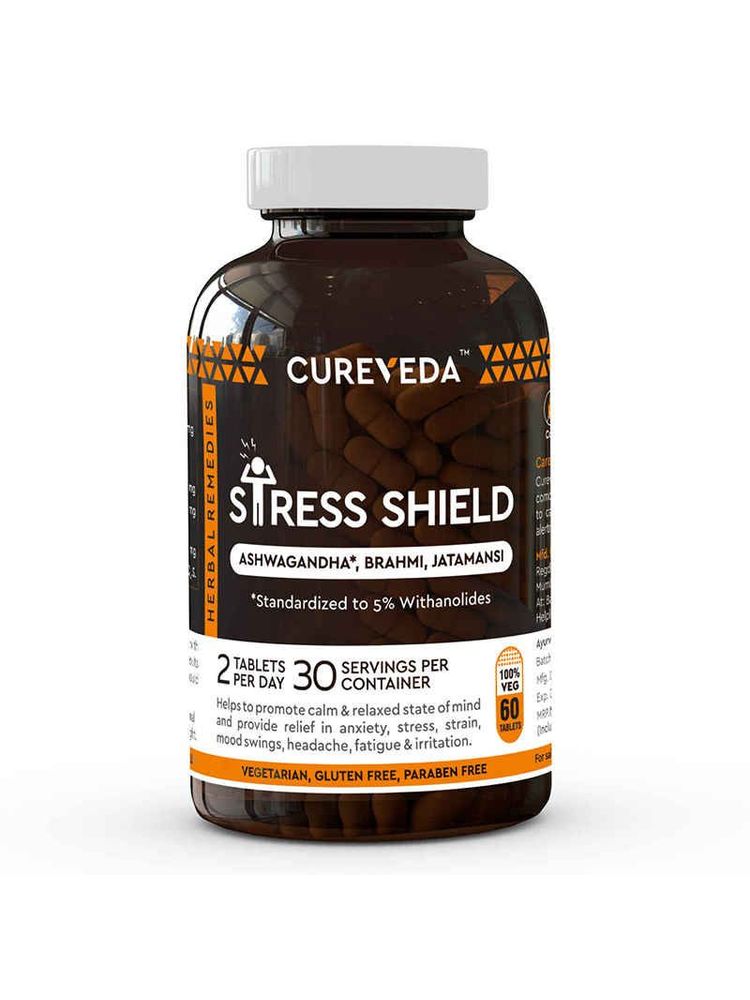 Cureveda Herbal Stress Shield Tablets- Support For Stress, Fatigue & Tension-picture-16