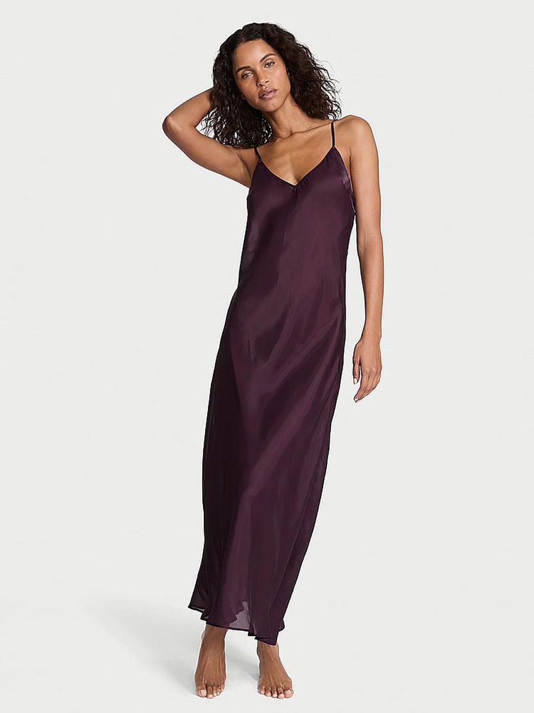 victoria's secret intimates Victoria's Secret Women Purple Satin Long Slip Nightdress-picture-36