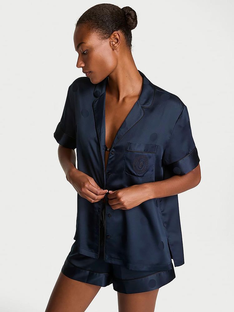 Victoria's Secret Women Navy Blue Polka Dot Shirt & Shorts-image-30