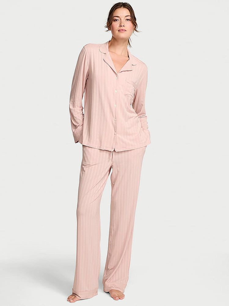 Victoria's Secret Women Beige Textured Shirt & Pyjama-image-9