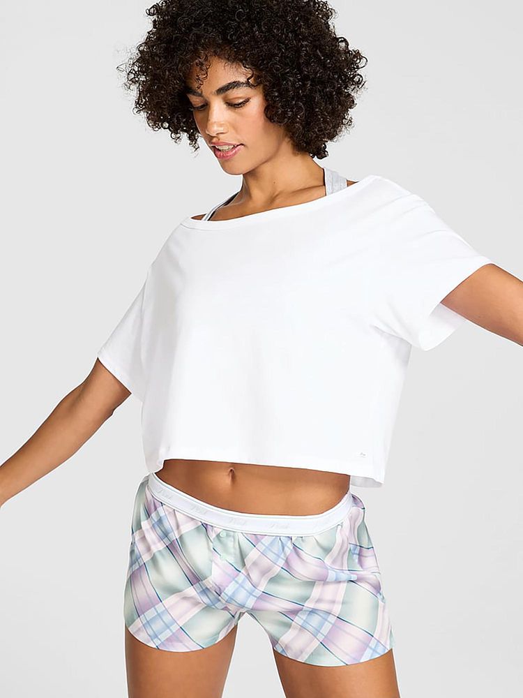 Victoria's Secret Women White Solid Slouchy Cropped T-shirt-image-6