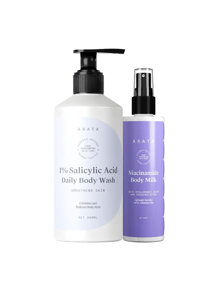 Arata 1% Salicylic Acid Body Wash & Niacinamide Body Milk Combo For Smooth & Even-Toned Skin-image-14