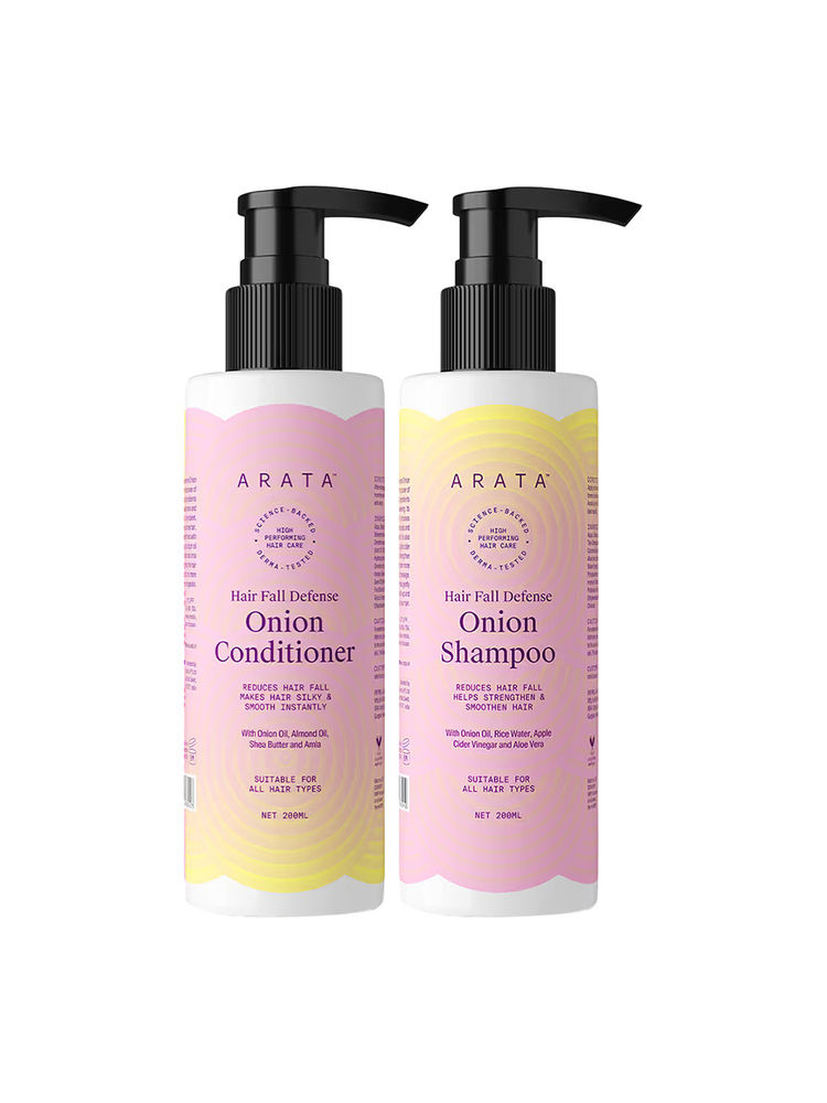 Arata Hair Fall Defense Onion Shampoo & Conditioner Combo Pack Reduces Hair Fall & Smooth Instantly-picture-17