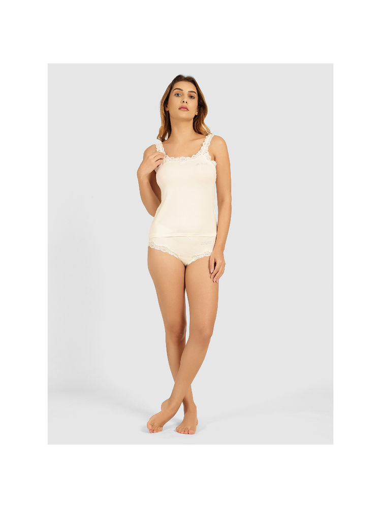 guess fashion Guess Beige Solid Culotte Camisole with Brief-picture-13