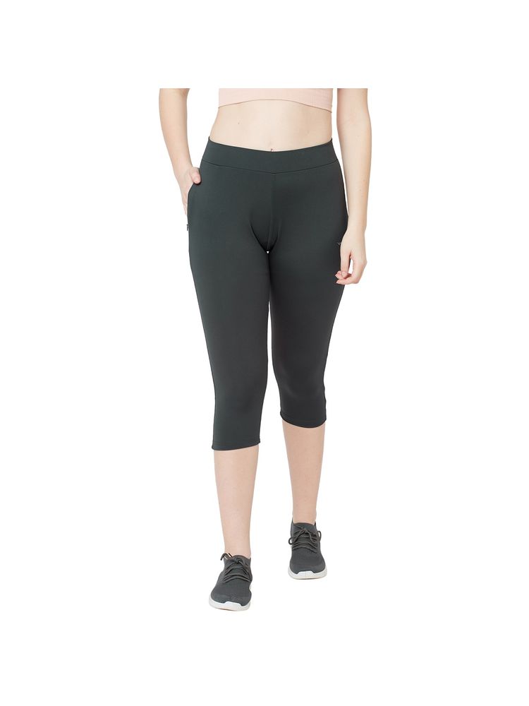 Sweet Dreams Women Solid Grey Poly Spandex Workout Capri-image-7