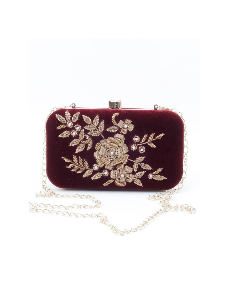 Odette Maroon Embellished Sassy Clutch-image-21