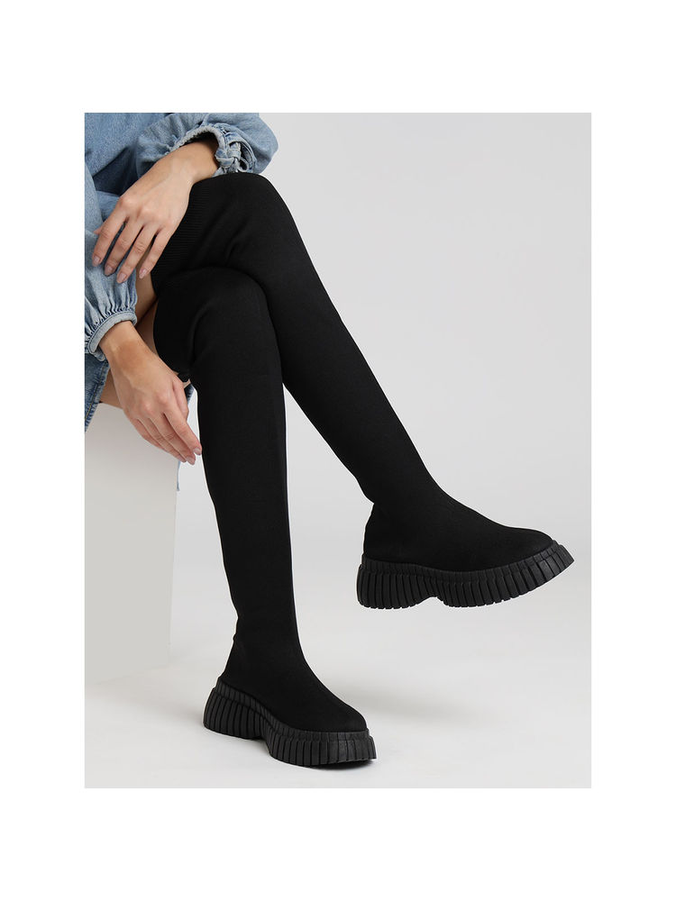 Truffle Collection Black Solid Boots-picture-32