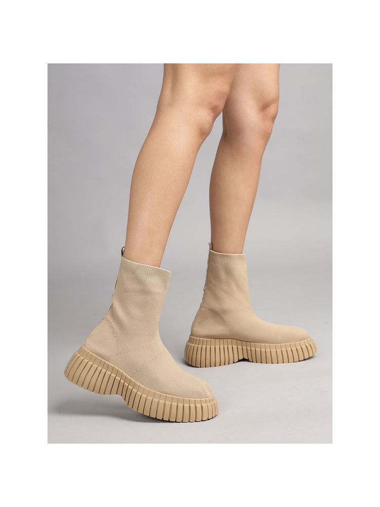 Truffle Collection Khaki Solid Boots-picture-11