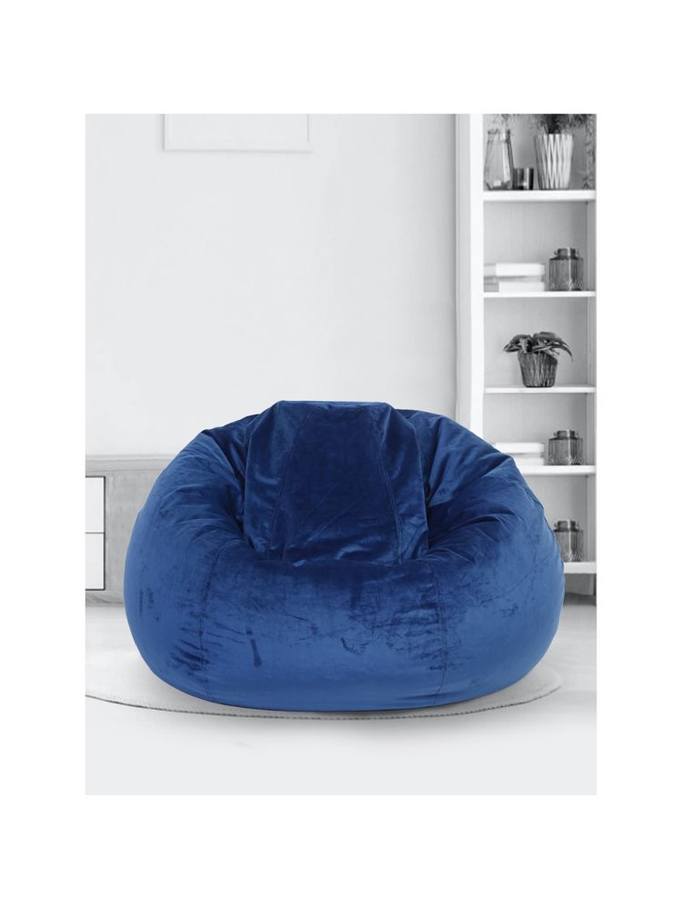 Eyda Velvet Royal Blue Color Bean Bag Cover without Beans - 2XL-image-3