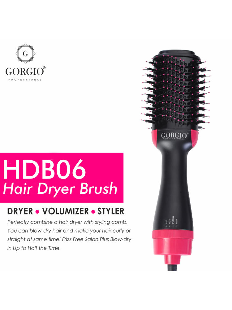 Gorgio Professional Premium Blow HairDryer Multipurpose Brush HDB06 ( HairDryer +Brush Feature )