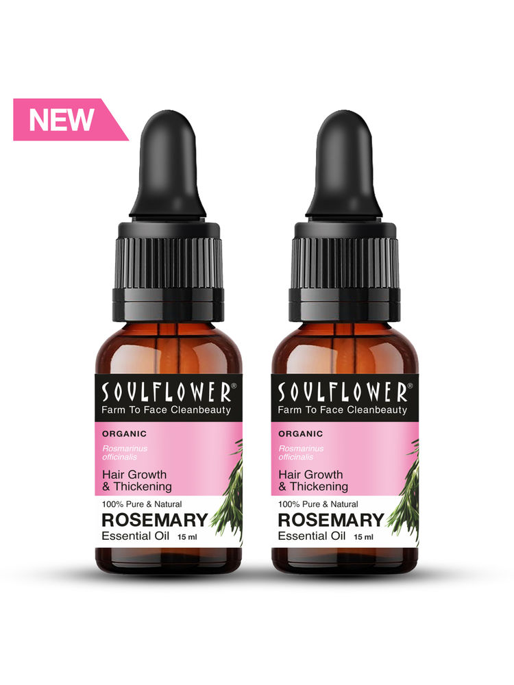 Soulflower Hair Growth Rosemary Hair Serum, Thick & Strong Hair, Control Hair Fall, Combo