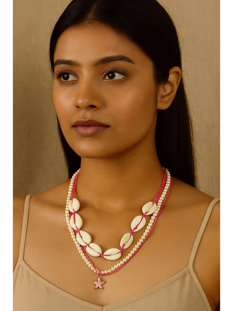 Jewelz Pink White Shell Choker and Pearl Starfish Pendant Set (Pack of 2)-image-9