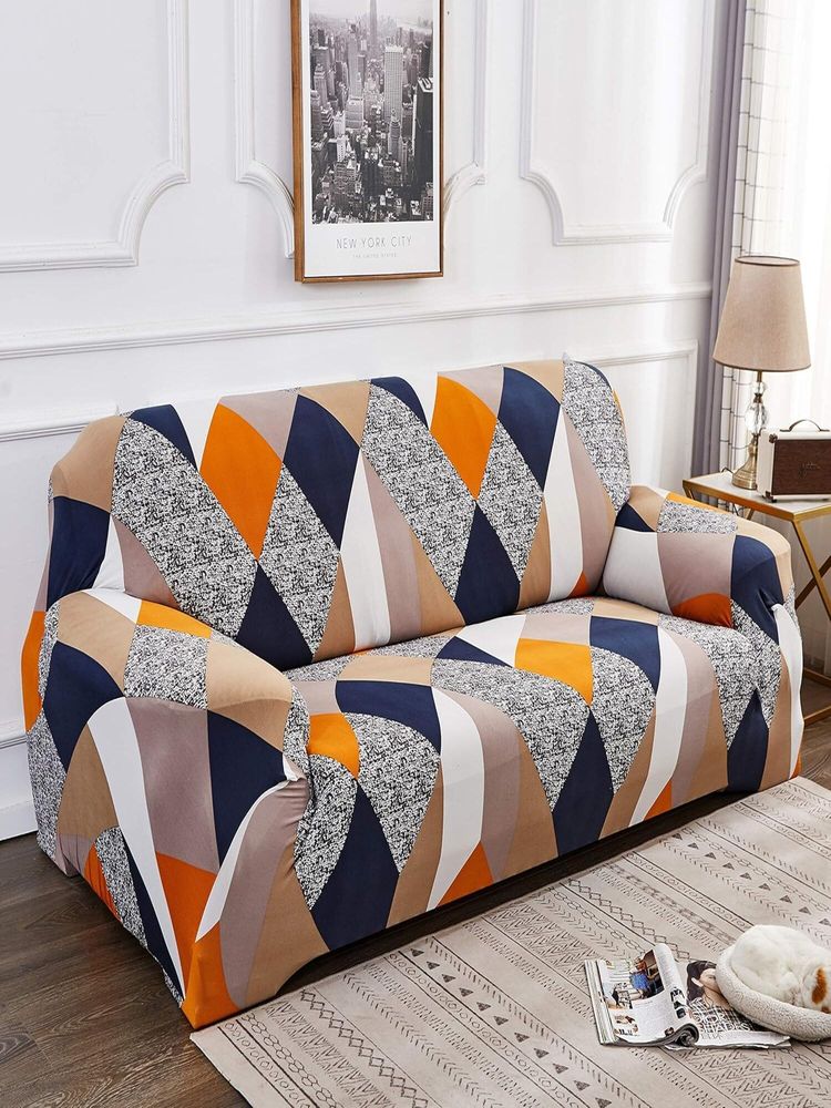 House of Quirk Double Seater Sofa Cover For Couch Flexible Sofa Slipcover - Multi-image-8