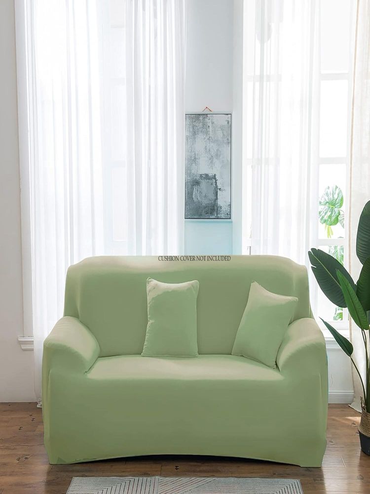 House of Quirk Double Seater Sofa Cover For Couch Flexible 140 Gsm Sofa Slipcover - Paste Green-image-45