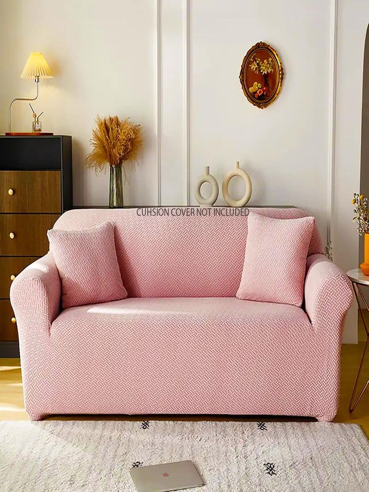 House of Quirk Double Seater Sofa Cover For Couch Flexible 140 Gsm Sofa Slipcover - Pink-image-47