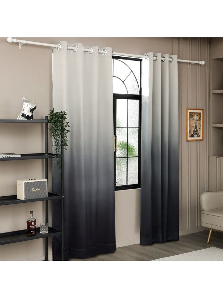 Story@Home 242 Cm (8 Ft) Polyester Semi Long Doorcurtain Single Curtain, Grey & Black, Gradient-image-5