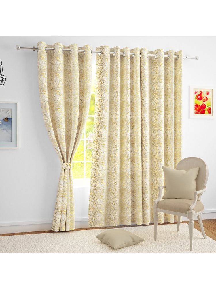 Story@Home Long Door Curtain 9 Feet Long, Off White & Golden, Spatter Pattern,-image-15