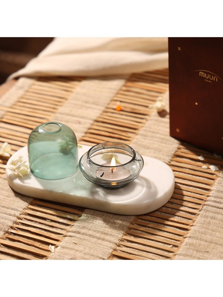 Muun Home Dome Tea Light Candle Holder - Teal Grey-image-1