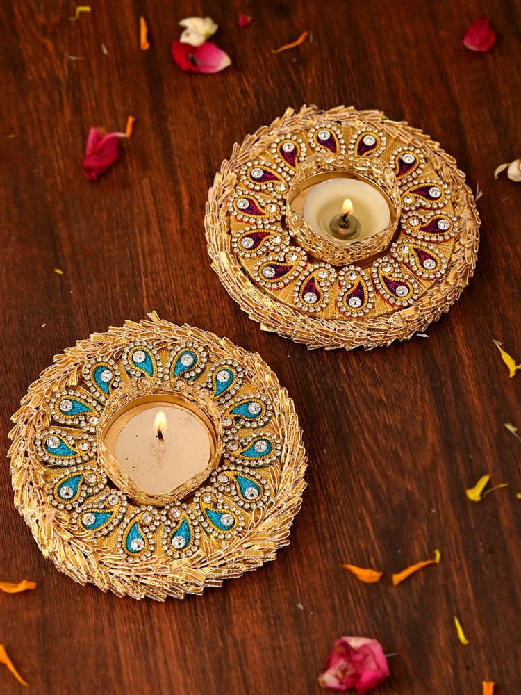 AAPNO RAJASTHAN Heritage Metal Tea Light Delights (Pack of 2)-picture-12