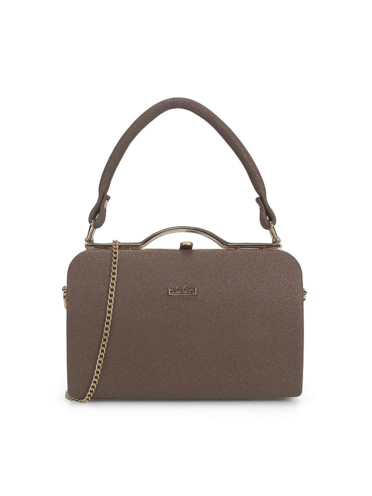 Mochi Women Beige Party Solid Clutch with Detachable Sling Chain-image-23