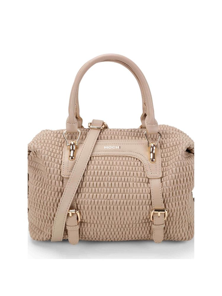 Mochi Women Beige Casual Solid Shoulder Bag with Detachable Strap-image-4