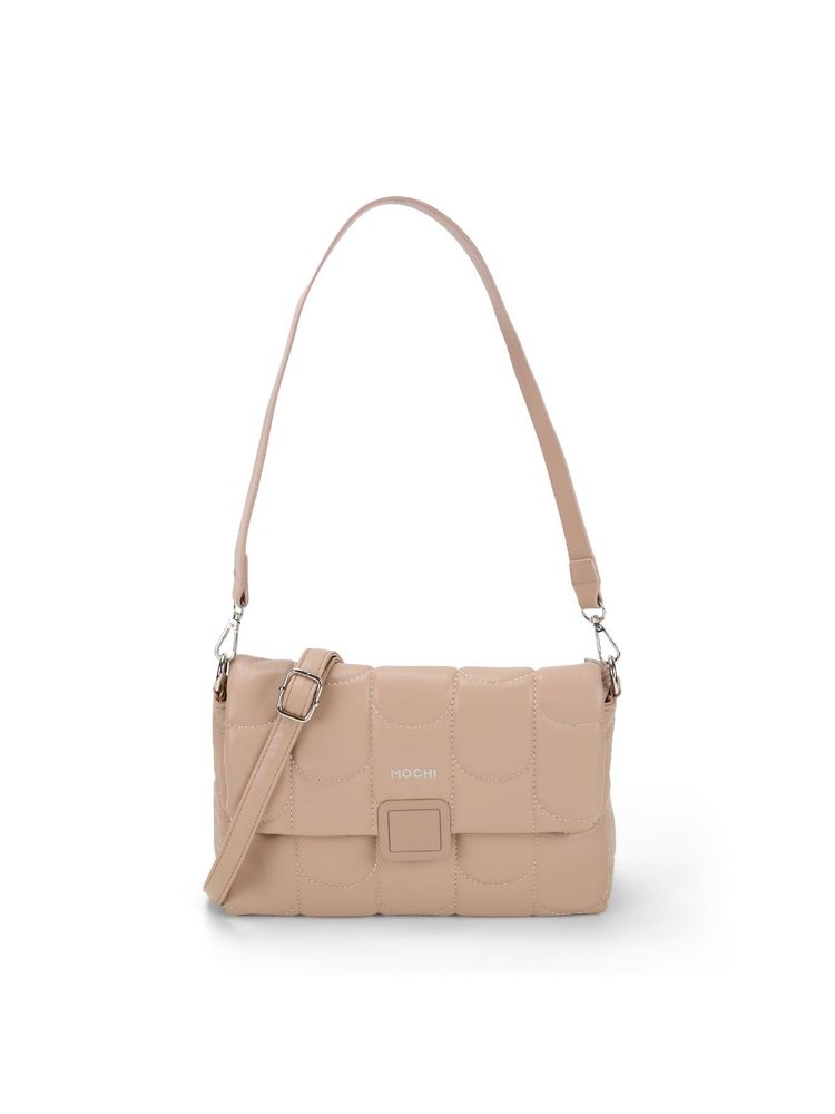 Mochi Women Beige Casual Quilted Sling Bag with Detachable Strap-picture-17