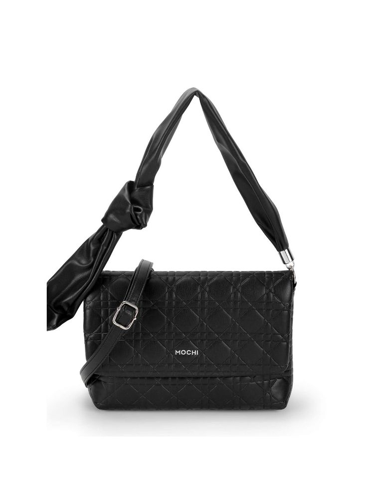 Mochi Women Black Casual Quilted Sling Bag with Detachable Strap-image-28