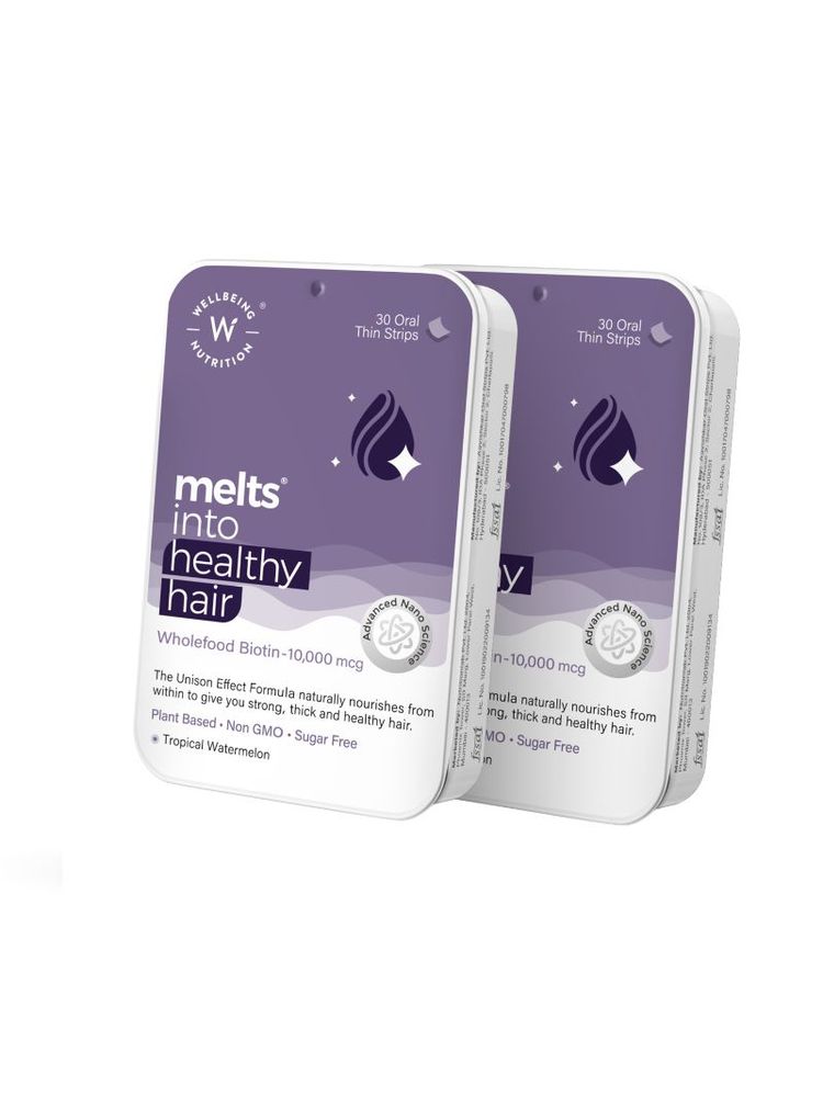 Wellbeing Nutrition Melts Healthy Hair Biotin 10000mcg+ For Hair Growth - Pack Of 2