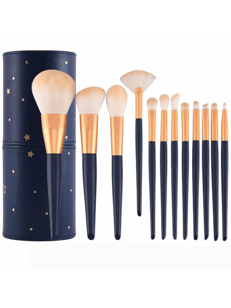 Kazarmaa Premium Set Of 12 Makeup Brushes With Leather Box