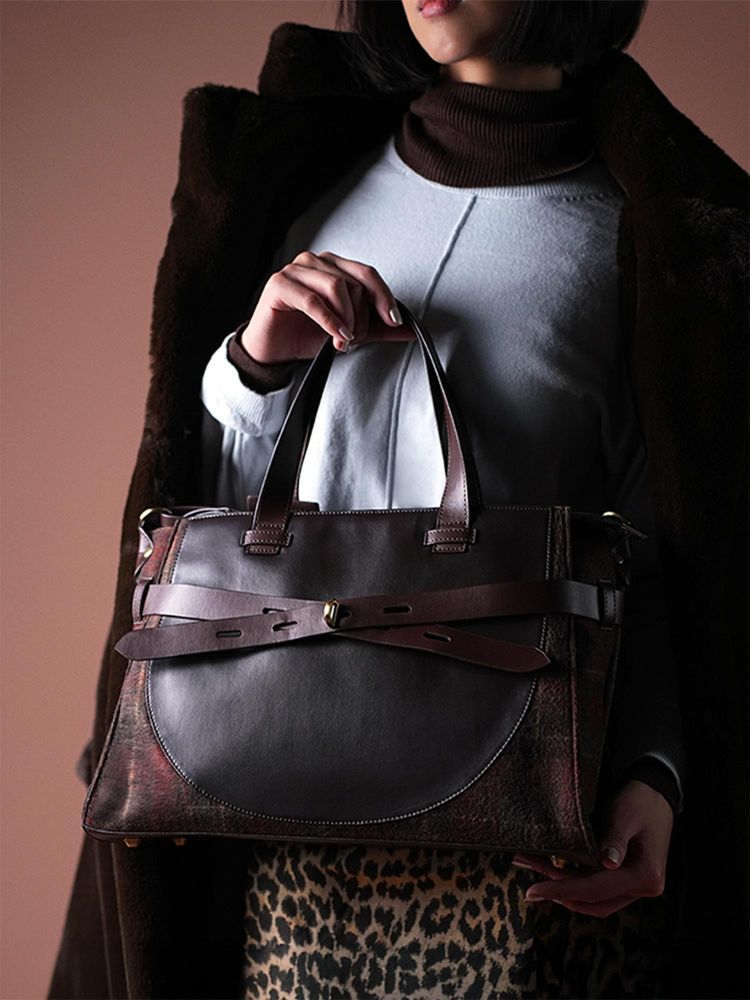 Theater Women Professor Goof Structured Brown Tote Bag with Detachable Strap-picture-36