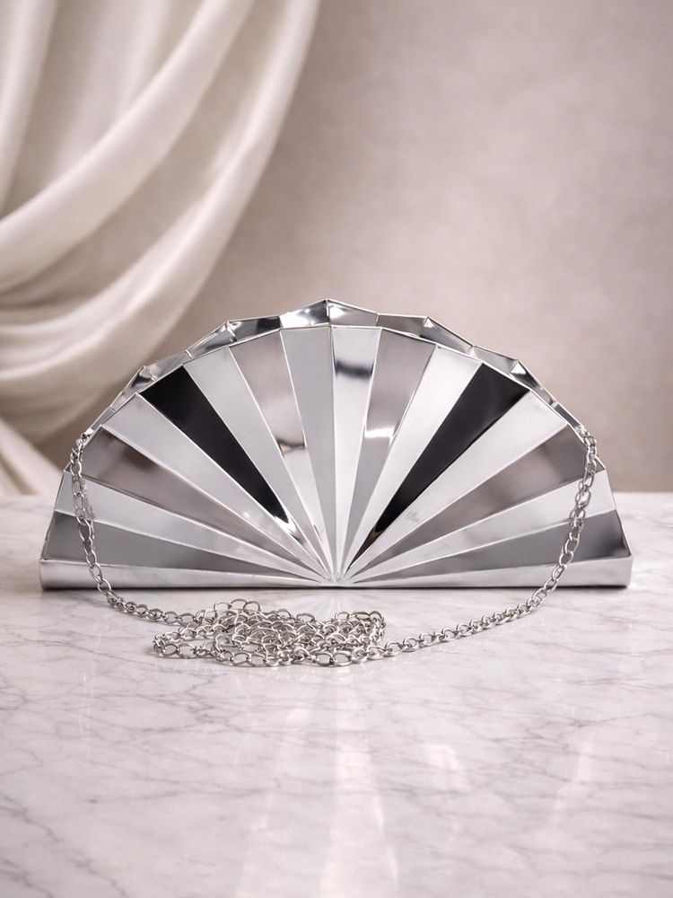 ARTKLIM Elegant Silver Fan-Shaped Acrylic Clutch-picture-19