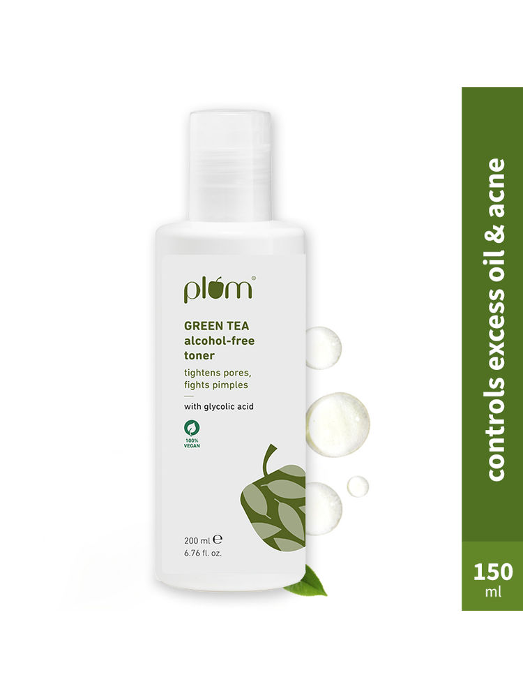 Plum Green Tea Toner With Glycolic Acid - Tightens Pores, Fights Pimples & Controls Oil Alcohol-Free